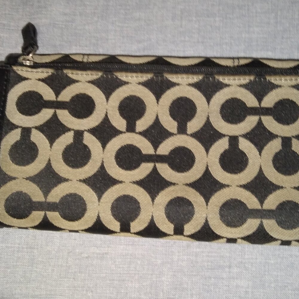 COACH "MIA OP ART MAGGIE" SET Monogram Black SHOULDER WALLET CHECKBOOK S1-7390 - Picture 14 of 15